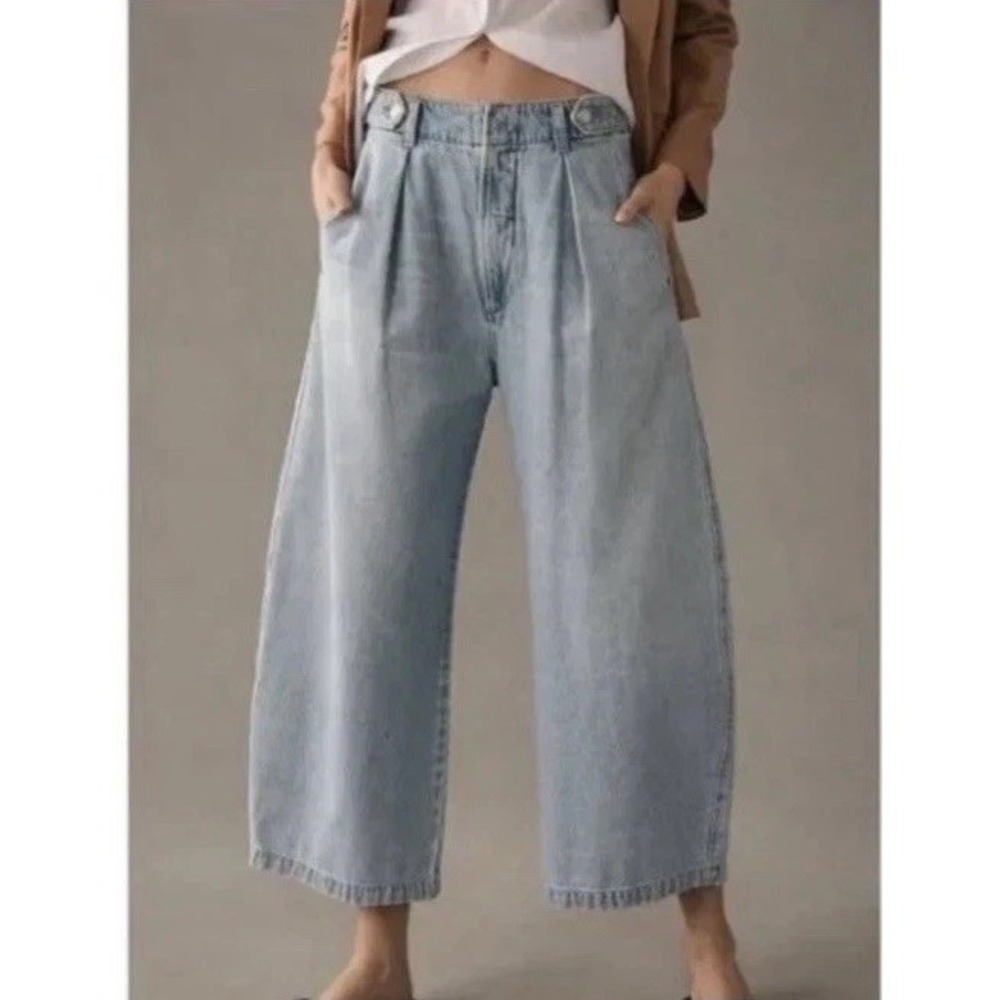 Citizens of Humanity Payton Pleated Jeans Barrel Wide Leg Buckle Sz 28 (31x24)